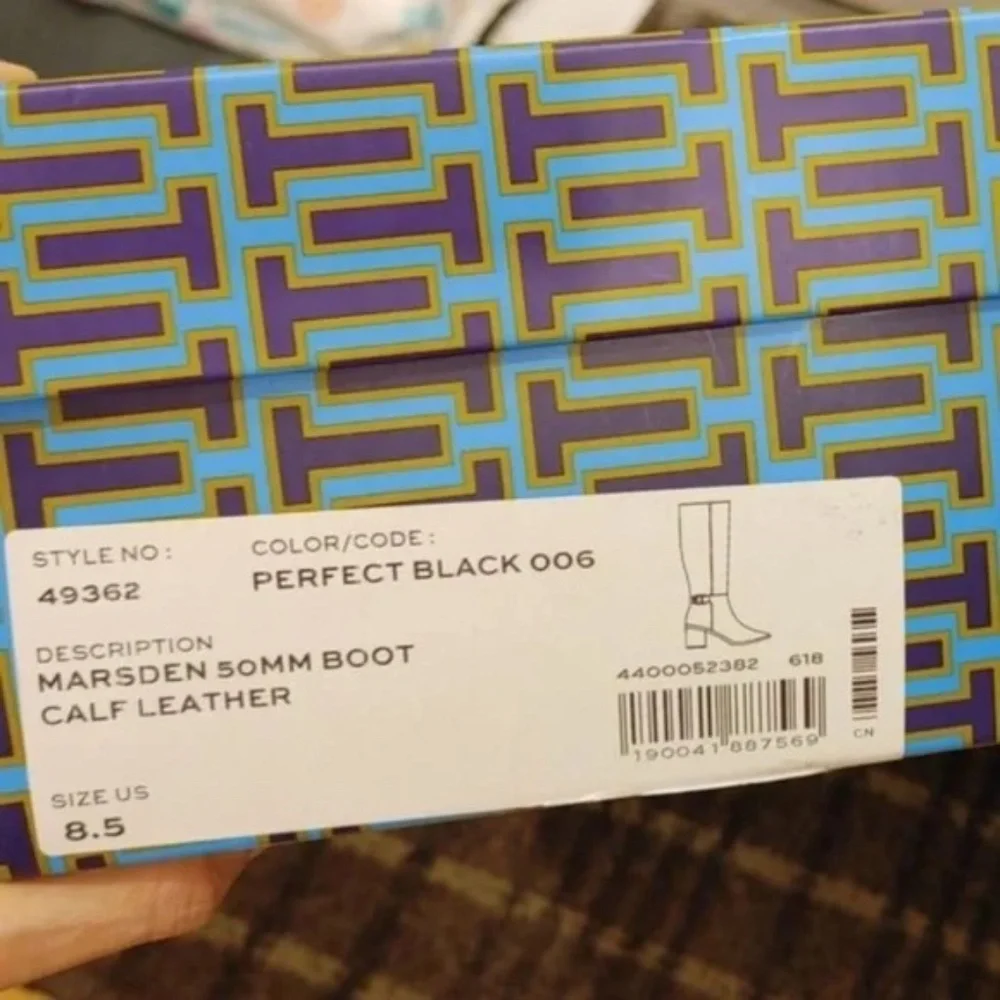 Tory Burch Black Calf Leather Riding Boots